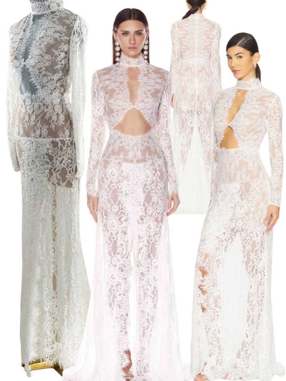 🆕 BRONX & BANCO 🧿 NWOT Eleanor Lace Cut Out Gown, White - Sz S US 4